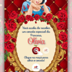 Convite Interativo Gold Branca de Neve