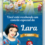 Convite Interativo Gold Branca de Neve