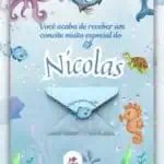 Convite Interativo Gold Fundo do Mar