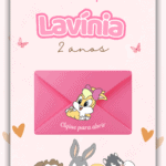 Convite Interativo Gold Looney Tunes Baby