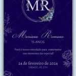 Convite Interativo 15 anos - Azul Marinho e Prata