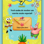 Convite Interativo Gold Bob Esponja