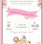 Convite Virtual Safari Rosa