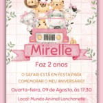 Convite Virtual Safari Rosa