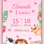 Convite Virtual Safari Rosa