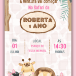 Convite Virtual Safari Rosa