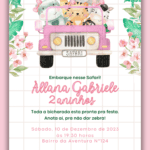 Convite Virtual Safari Rosa