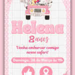 Convite Interativo Safari Rosa