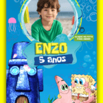 Convite Interativo Gold Plus Bob Esponja