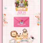 Convite Interativo Gold Plus Safari Rosa