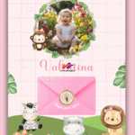 Convite Interativo Gold Safari Rosa