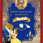 Convite Interativo Gold A Bela e a Fera