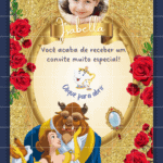 Convite Interativo Gold A Bela e a Fera