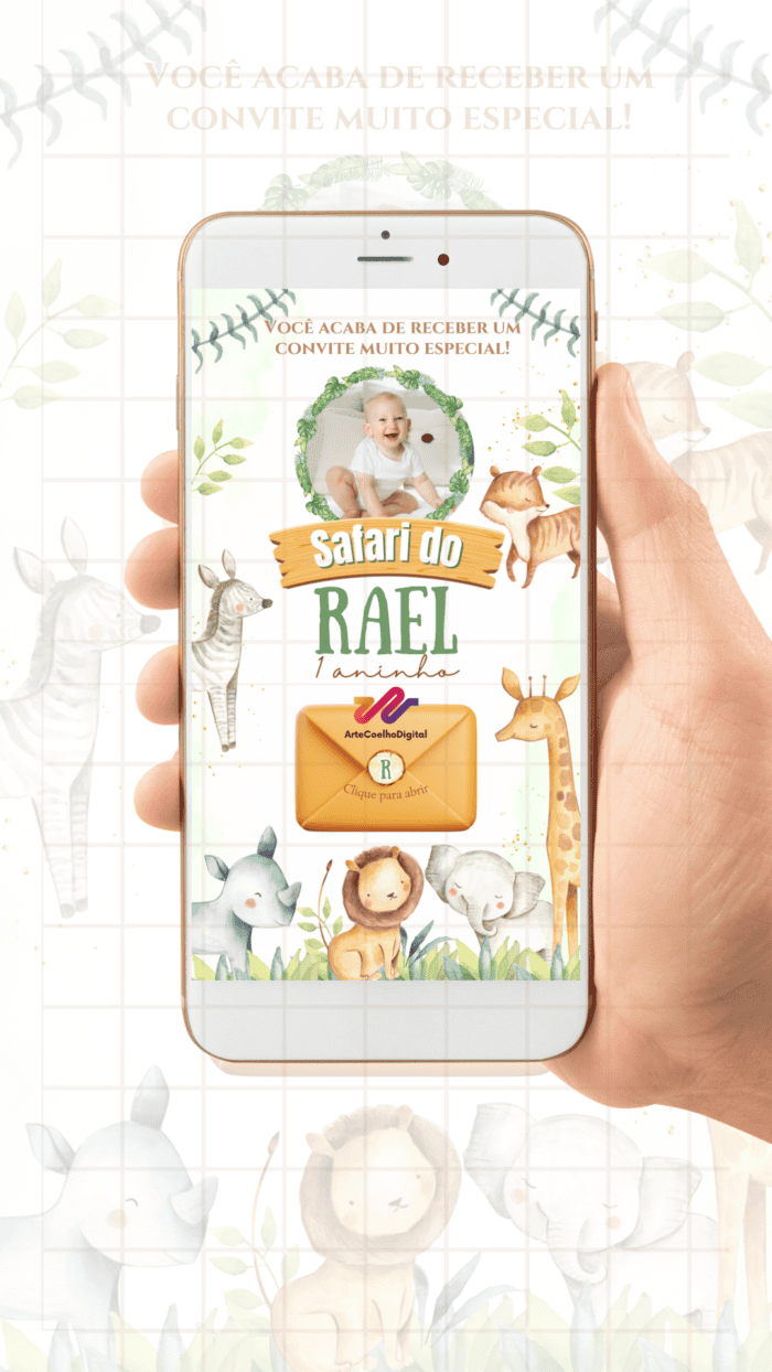 Convite Interativo Gold Plus Safari - Imagem 2