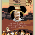 Convite Interativo Gold Plus Mickey Safari