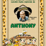 Convite Interativo Gold Mickey Safari