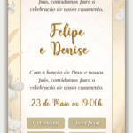 Convite Interativo Casamento Branco e Dourado