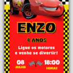 Convite Digital Carros Relâmpago McQueen