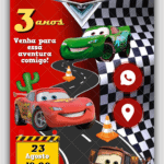 Convite Interativo Carros Disney Relâmpago McQueen