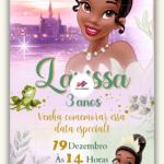Convite Digital Princesa Tiana e o Sapo