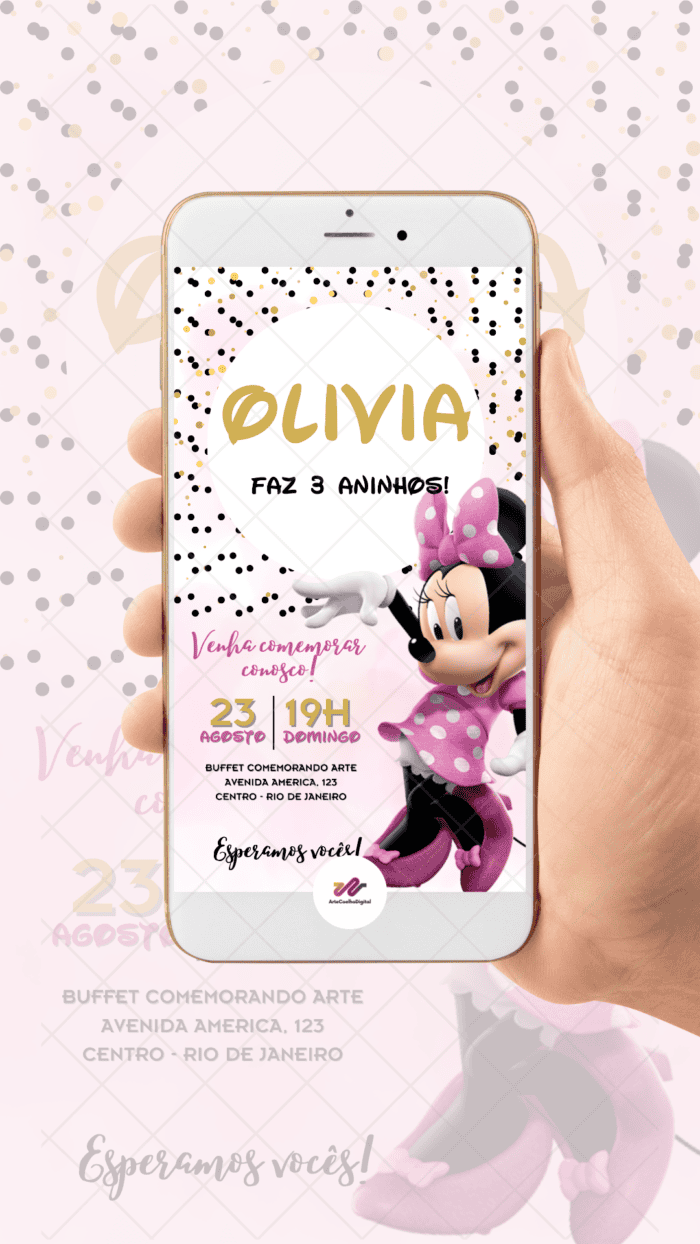 Convite digital Minnie Rosa - Imagem 2