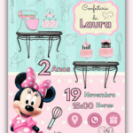 Convite Interativo Minnie Confeiteira Rosa
