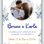 Convite Interativo Casamento Floral Azul