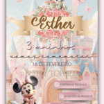 Convite Interativo Minnie Realeza Rosa