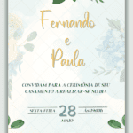 Convite Interativo Casamento Rosas Azul e Branco
