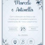 Convite interativo Casamento Floral Azul