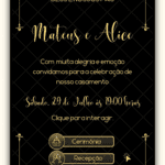 Convite Interativo Casamento Preto e Dourado