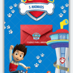 Convite Interativo Gold Patrulha Canina