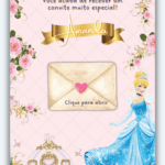 Convite Interativo Gold Cinderela