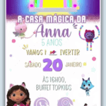 Convite Interativo Gold Casa Mágica da Gabi