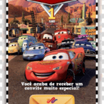 Convite interativo gold Carros Disney