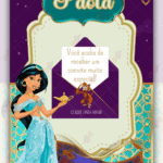 Convite Interativo Gold Princesa Jasmine