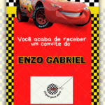 Convite interativo gold Carros Disney