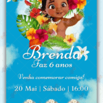 Convite interativo Simples Moana Baby