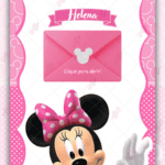 Convite Interativo Gold Minnie Rosa