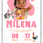Convite interativo Simples Moana Baby