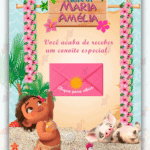 Convite interativo gold Moana Baby