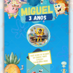 Convite Interativo Gold Infinito Bob Esponja
