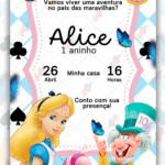Convite Digital Alice no Pais das Maravilhas