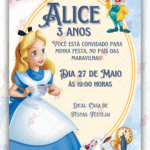 Convite Digital Alice no Pais das Maravilhas