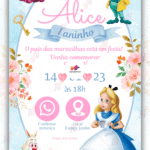 Convite Interativo Alice no Pais das Maravilhas