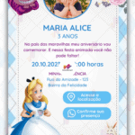 Convite Interativo Alice no Pais das Maravilhas
