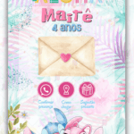 Convite Interativo gold Plus Stitch e Angel