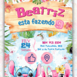 Convite Interativo Stitch e Angel