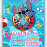 Convite Interativo Pool Party Stitch