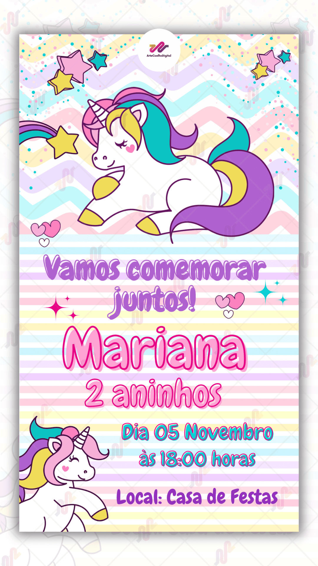 Convite Virtual Unicórnio